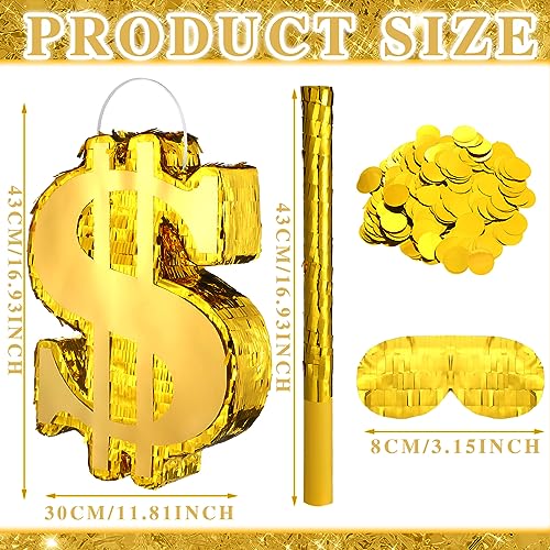 Money Piñata with Blindfold Stick and Confetti - Gender Reveal Party Decoration Set - Variation of Money