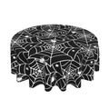 Spider Web Round Tablecloth 70 Inch Halloween Party Cover - Black & Spider Web Pattern