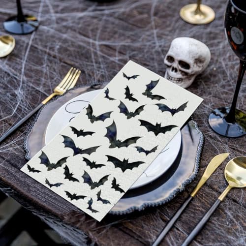Halloween Paper Napkins 100Pcs Crows Bats Decorative Disposable Tableware