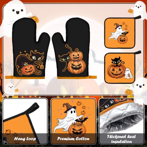 Halloween Kitchen Decor Set with Ghost Pumpkin - 16 Pieces, Festive Home & Kitchen Decorations