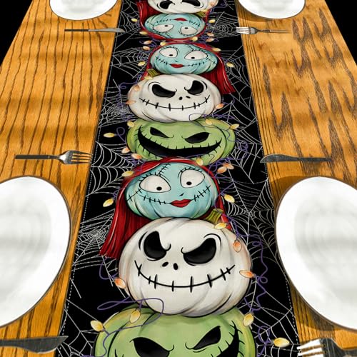 Halloween Table Runner 13x72 Inch Spooky Home Party Decor - Linen Fabric