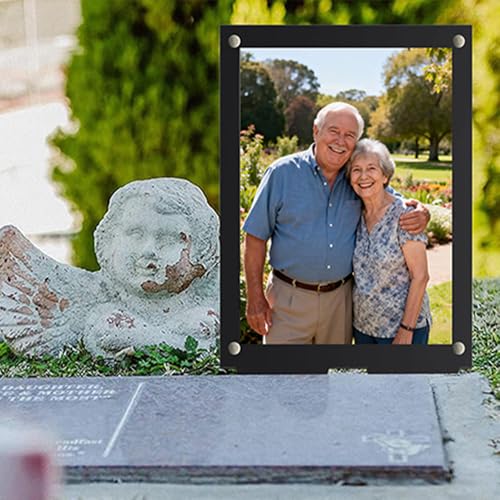 Waterproof 5x7 Picture Frame for Grave - Black Outdoor Memorial Frame