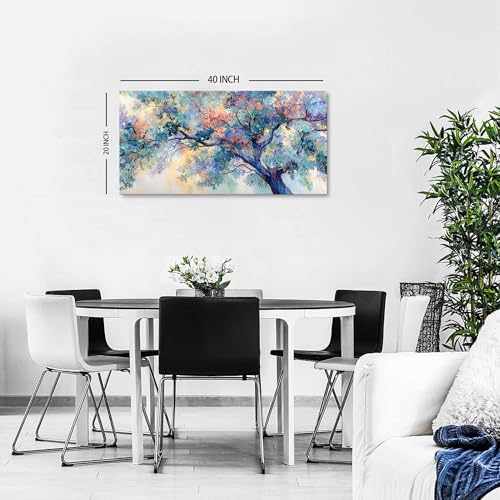 40 Inch Colorful Tree Flower Canvas Wall Art - Abstract Forest Landscape