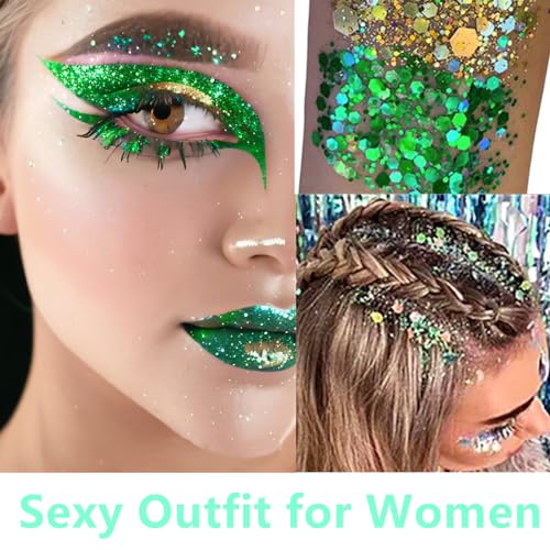09 Green Body Glitter - St Patrick's Day Holographic Face & Body Makeup