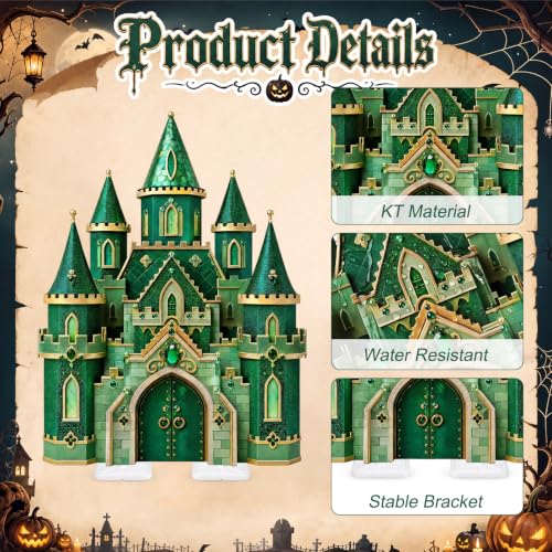 Green Castle Cardboard Cutout - 4.5 ft Halloween Wizard Party Decor - Life Size Photo Booth Standee
