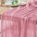 Pink Cheesecloth Table Runner 10ft Boho Rustic Sheer for Weddings & Events - 1 Pack