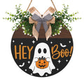 Halloween Door Sign Outdoor Decor Ghost Pumpkin Wreath - Hey Boo Variation