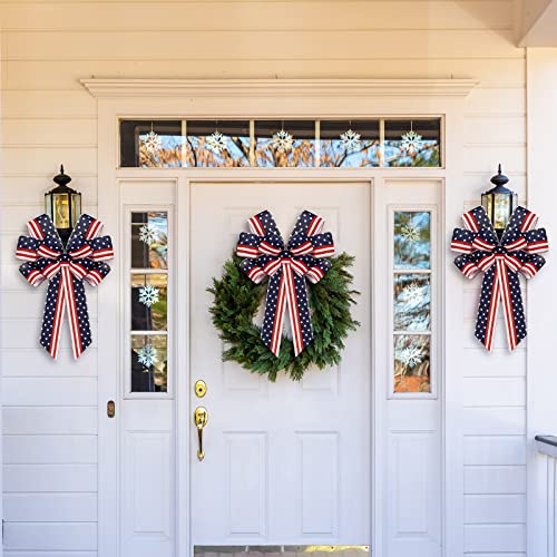 Patriotic Wreath Bows 4 Pack - Red White Blue Stars American Flag Decor