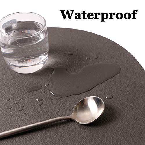 Gray Wipeable Leather Placemats and Coasters Set of 4 Waterproof Heat-Resistant