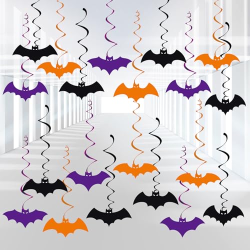 Halloween Bat Hanging Decorations Set - 46 Pc Spooky Party Streamers & Ornaments