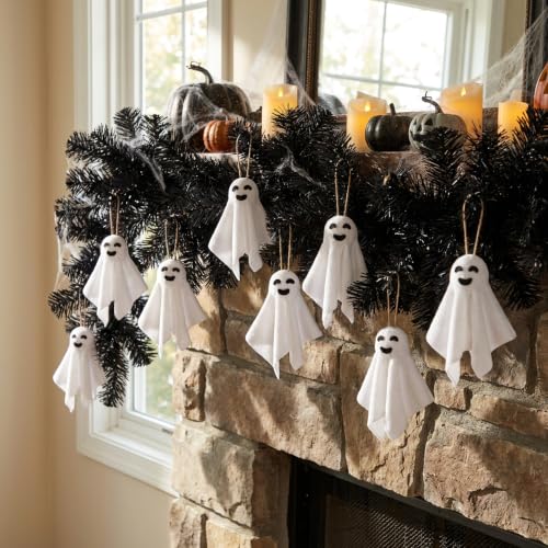 24 Pcs Halloween Hanging Ghost Ornaments Small White Ghost Decorations - Spooky Decor