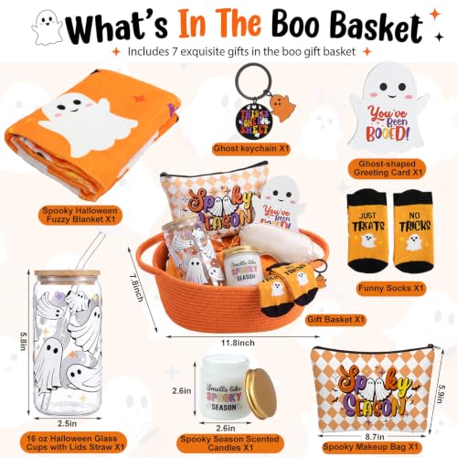 Halloween Boo Gift Basket for Women - Orange, 8 Pcs Festive Stuffer Set
