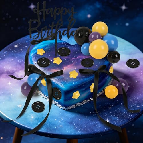 Purple Black Button Cake Topper Decorations Set for Halloween & Birthday Parties