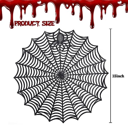 Black Halloween Spider Web Placemats - Set of 6, 15-inch Diameter