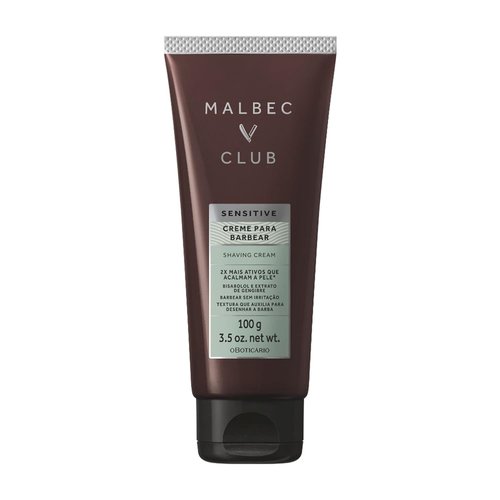 Malbec Club Sensitive Shaving Cream - Premium Non-Foaming Formula for Hydrated Skin | 3.5 Ounce