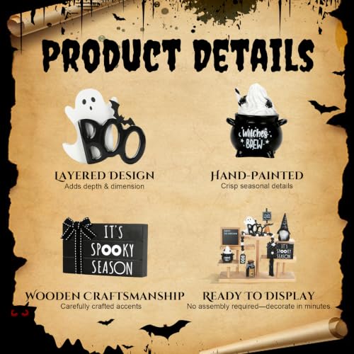 Halloween Tiered Tray Decor Set - 8 Pieces for Indoor Seasonal Display