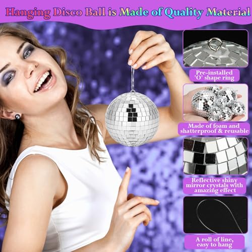 70 Pcs Disco Balls Set - 5 Sizes Hanging Mirror Ornaments for Party Wedding Christmas