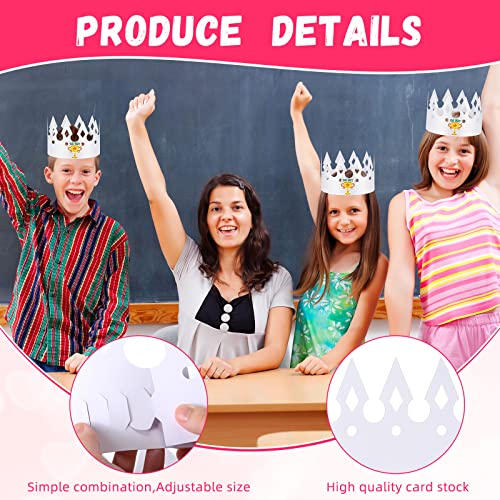 Kids White Paper Crowns for DIY Party Hats - 200 Pack
