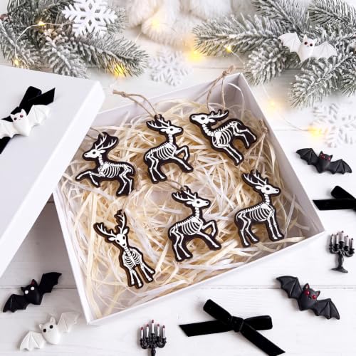 Skeleton Reindeer Christmas Ornaments Set - Gothic Holiday Tree Decorations - Reindeer Variation