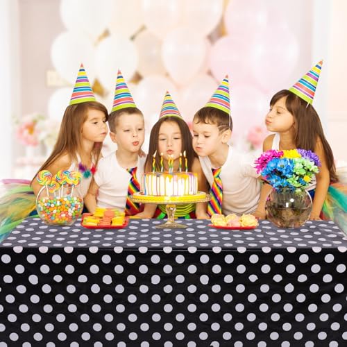 Black Polka Dot Disposable Tablecloth 54x108 Inch - Pack of 5 - Waterproof Party Covers - Variation of THIS listing