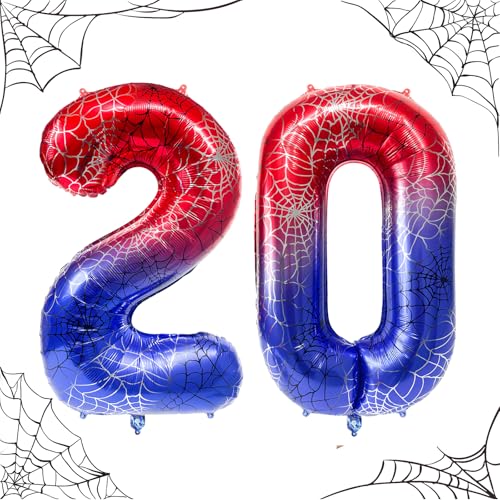 40 Inch Spider Theme Number 20 Foil Balloons - Large Party Decorations