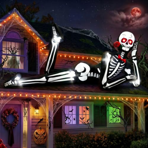12FT Halloween Inflatable Skeleton with LED Lights Outdoor Decoration
