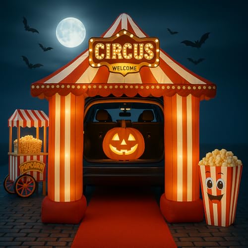 Halloween Carnival Trunk or Treat Car Decorations Kit - Inflatable with LEDs, 8.6FT, Outdoor Halloween Party Supplies, Carnival Variation