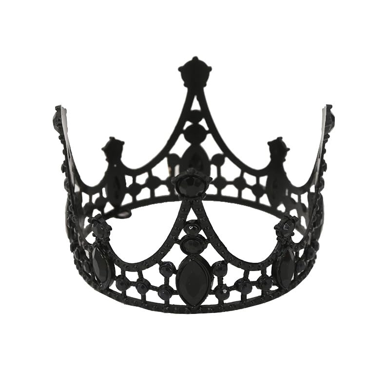 Black Rhinestone Metal Crown Cake Topper for Birthday & Wedding Decor - Princess Shower