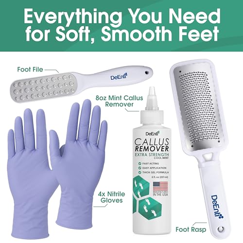 Foot Callus Remover Kit with Mint Gel, Rasp & File for Home Pedicure