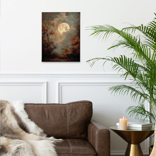 Halloween Spooky Full Moon Forest Wall Art Canvas - 11x14 Variation B