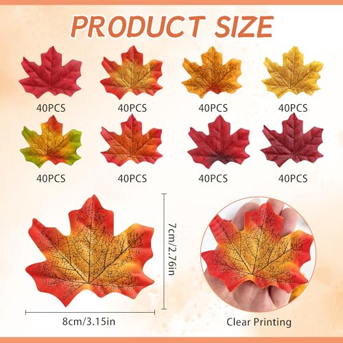 Artificial Maple Leaves Fall Decor Set 320 Pieces for Thanksgiving Halloween Weddings Crafts