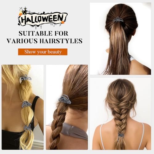 Gothic Halloween Hair Ties Set - Skeleton Hand Spider Web Skull Ponytail Holders for Women