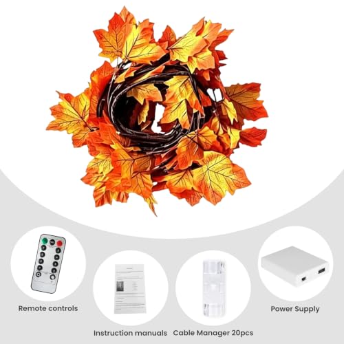 7.5FT Autumn Maple Leaf LED String Lights with USB & Remote Control