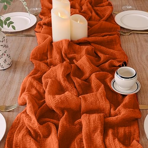 Terracotta 10ft Table Runner Set - Rustic Cheesecloth Wedding & Holiday Decor