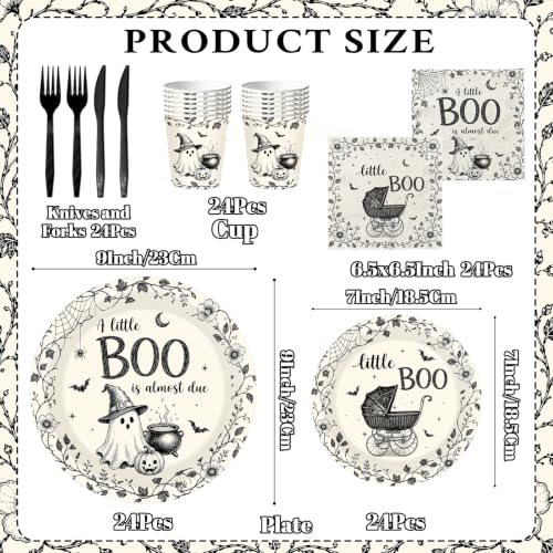 144-Pack Halloween Baby Shower Disposable Plates Cups Napkins Party Supplies