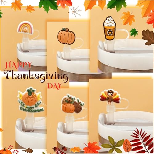 Fall Straw Toppers for Stanley Cup - Thanksgiving Autumn Straw Covers 10mm - Fall Straw Cover