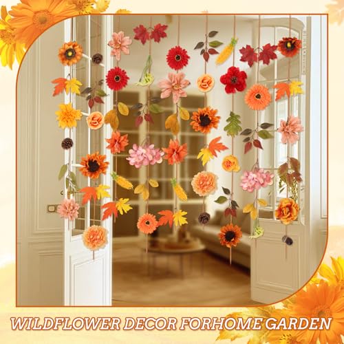 Artificial Flower Garland Set - Fall Wreaths & Garden Wall Decor, 6 Pieces, 35.4 Feet