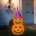 Lighted Pumpkin Halloween Outdoor Decor - 3FT Jack o Lantern with 8 Modes & Timer - Purple Hat Variation