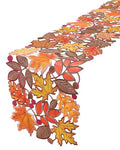 Autumn Fall Table Runner 36 Inch Embroidered Maple Leaf Thanksgiving Decor