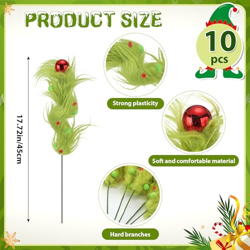 10 Pcs Lime Green Furry Christmas Tree Topper Decorations - Stylish Holiday Picks