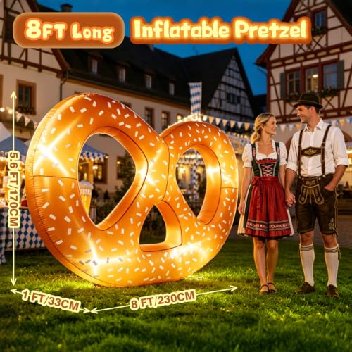 8FT Inflatable Pretzel Decoration for Oktoberfest Beer Festival Outdoor & Indoor