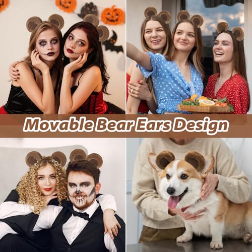 Dark Brown Bear Ears Headband with Movable Plush Ears - Cosplay Costume Accessory
