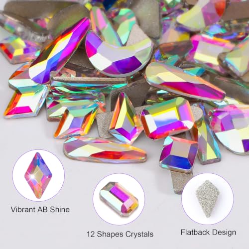 12 Styles Rhinestones Nail Gems Set with AB Crystals & Tools - DIY Nail Art