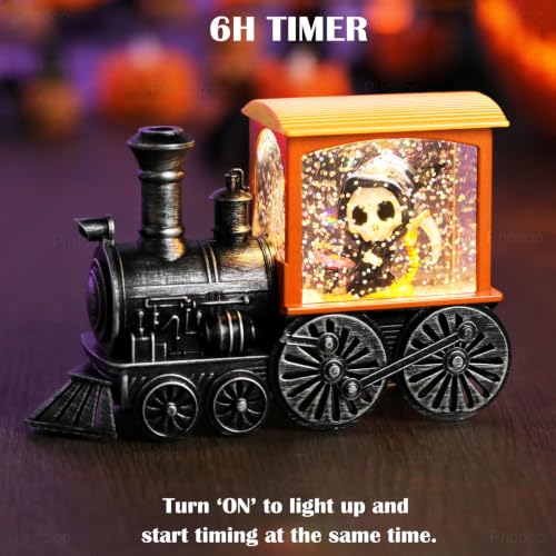 Halloween Train Snow Globe Skeleton Reaper Black Cat Pumpkin Ghost - Priddop Halloween Decorations
