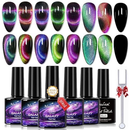 Cat Eye Gel Nail Polish Set - Hema-Free 9D Magnetic & Chameleon Effects