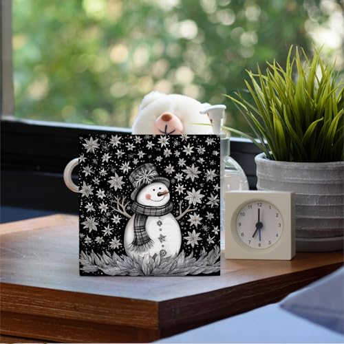 Winter Snowman Wooden Desk Sign - Rustic Holiday Christmas Decor - Variation 030