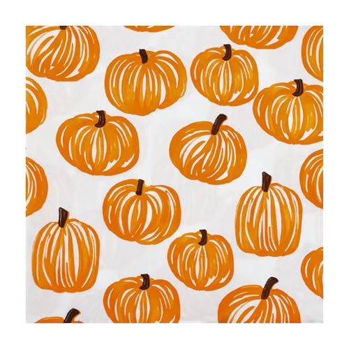 Pumpkin Fiesta Paper Napkins for Fall Parties - 100 Pack 6.5 Inch
