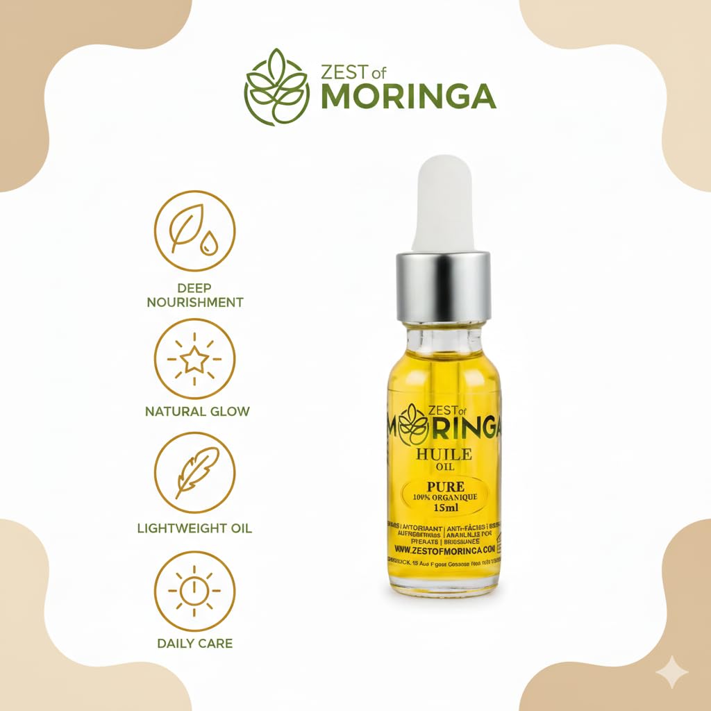 Zest Of Moringa Face Oil - 100% Pure & Organic Moringa Oil for Skin and Hair Care | 15 ML
