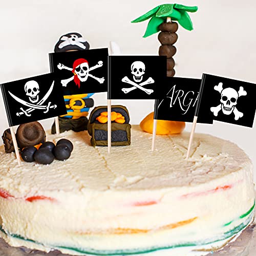 Halloween Pirate Cupcake Toppers - 100 Food Picks for Party Decor