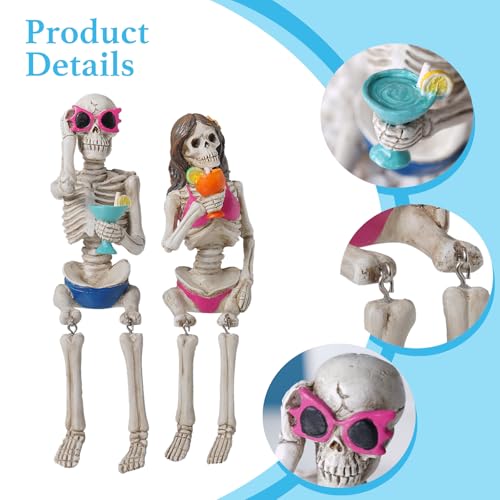 Skeleton with Sunglasses - Summer Couple Skeleton Statue for Beach Pool Decor - Variation: Sunglass